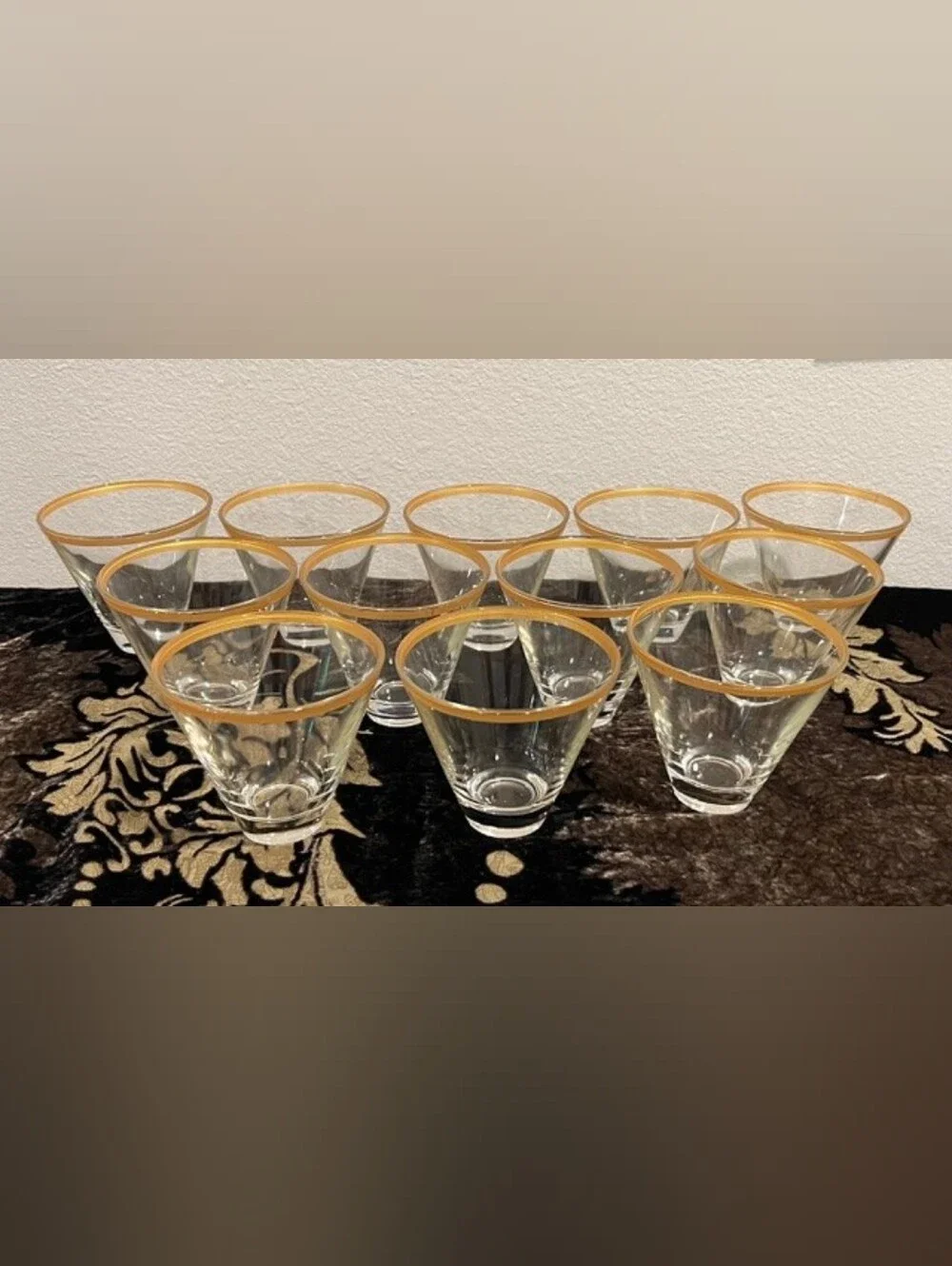 MCM Gold Rim Vodka/Cocktail Glasses Set Of 2 - Picture 1 of 13